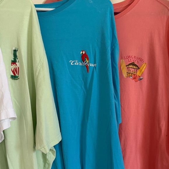 Caribbean Men's Short Sleeve Tees White Green Blue 4XT - Picture 3 of 5